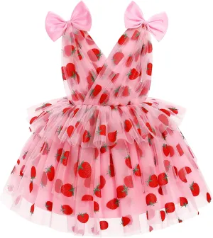 IMEKIS Toddler Girls Butterfly Birthday Dress Rainbow Tulle Formal Wedding Party Ruffle Tutu Dresses Photo Shoot