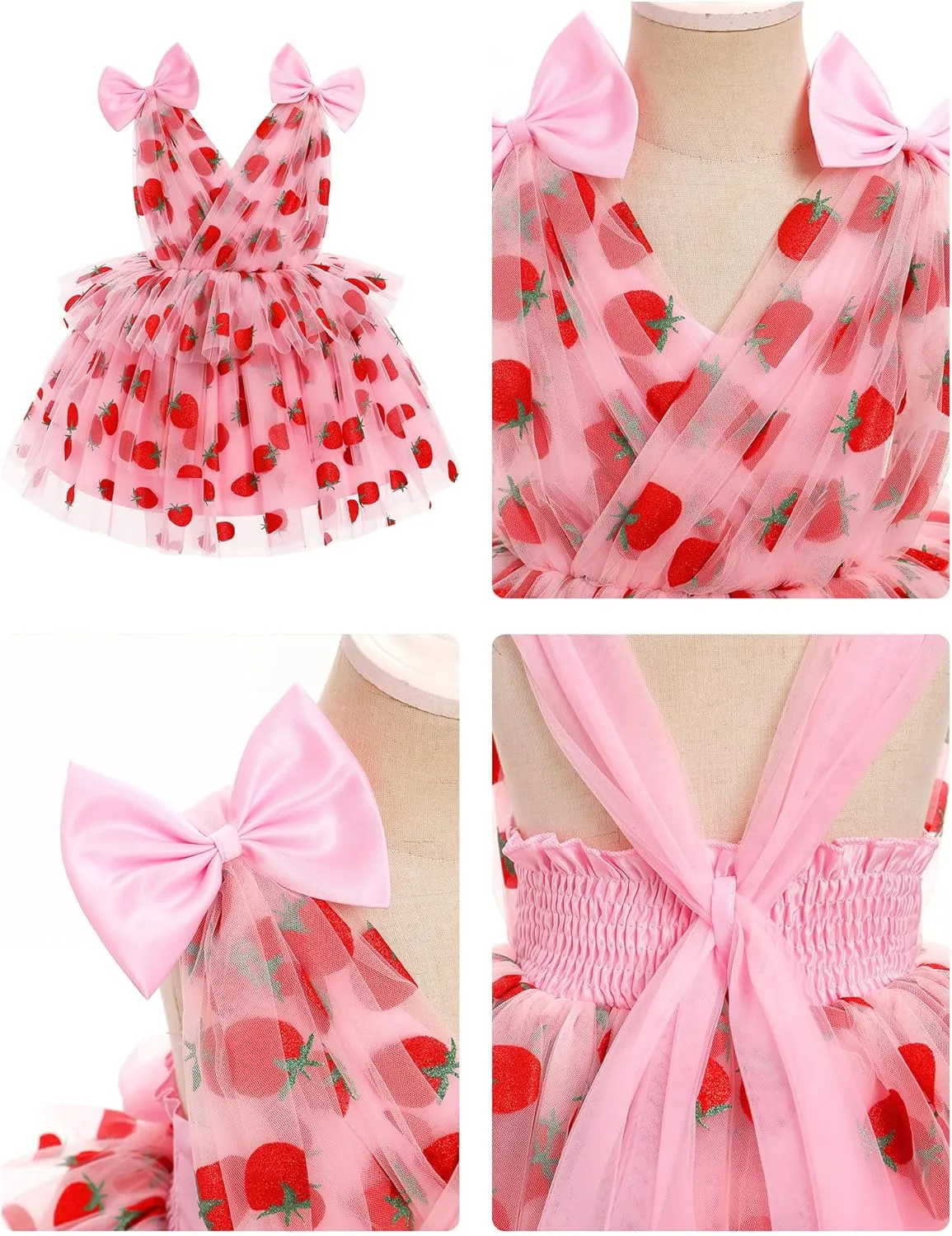 IMEKIS Toddler Girls Butterfly Birthday Dress Rainbow Tulle Formal Wedding Party Ruffle Tutu Dresses Photo Shoot