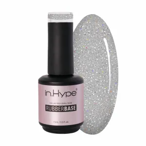 IN.HYPE Rubber Base Gel - Shimmer. Soak off. UV/LED Curable Glitter Silver - Celestial