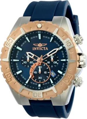 Invicta Men's Aviator Stainless Steel Quartz Watch with Silicone Strap, Blue, 26 (Model: 22523)