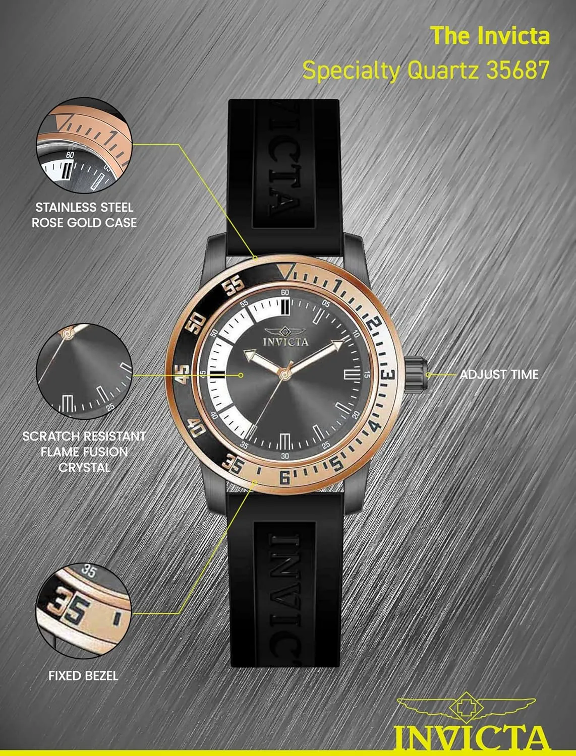 Invicta Men's Specialty 45mm Silicone Quartz Watch