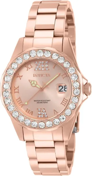Invicta Women's Pro Diver Crystal Accented 18k Ion-Plated Stainless Steel Watch