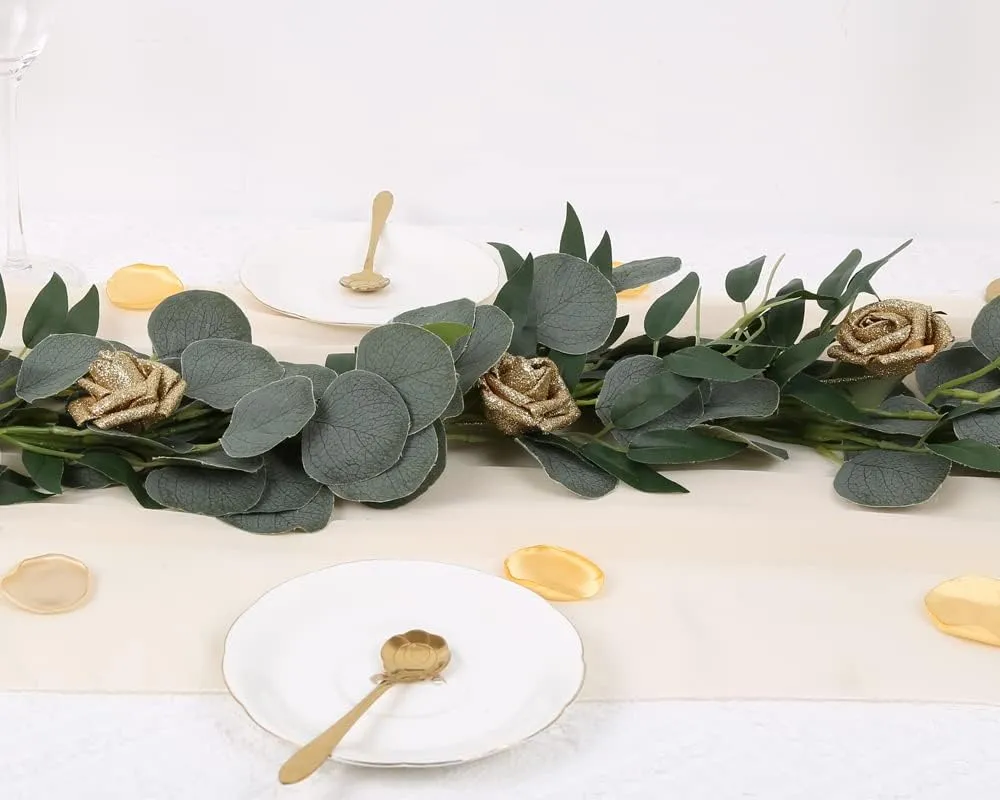 IPOPU Glitter Roses,25PCS Gold Roses Artificial Flowers Fake Rose with Stem for DIY Wedding Bridal Bouquet Home Party Decoration(Gold)