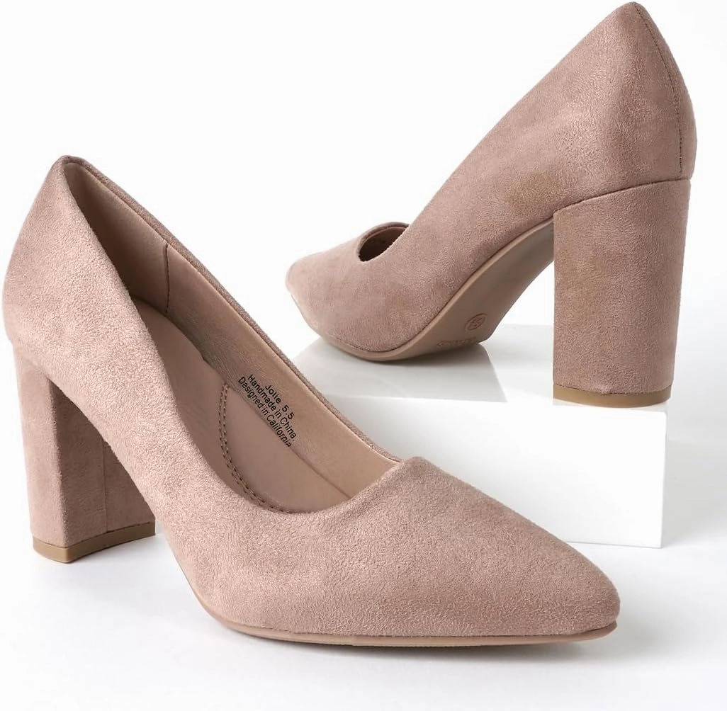 J. Adams Jolie Heels for Women - Closed Pointed Toe Mid Block Heel Classic Pumps