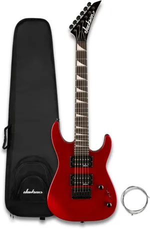 Jackson JS Series Dinky Minion JS1X 6-String Electric Guitar with Poplar Dinky Body (Metallic Red) Bundle with Gig Bag (Black) and Soloist Strings (Light, .009-.042 Gauge) (3 Items)