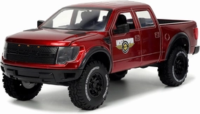 Jada Toys Just Trucks 1:24 2011 Ford SVT Raptor Die-cast Car Red with Tire Rack, Toys for Kids and Adults