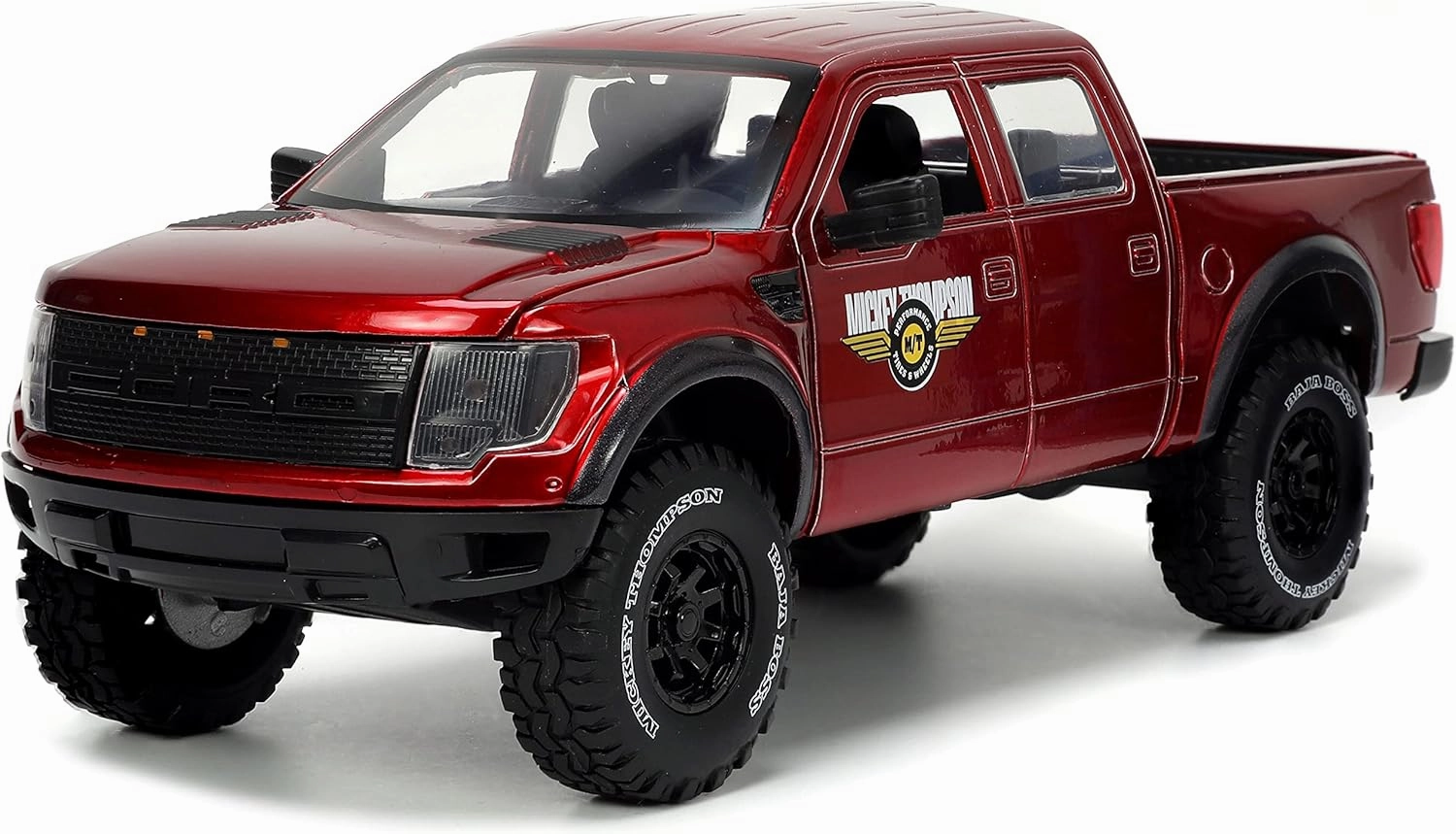 Jada Toys Just Trucks 1:24 2011 Ford SVT Raptor Die-cast Car Red with Tire Rack, Toys for Kids and Adults