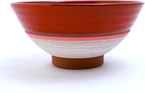 Japanese Handmade Rice Bowl – 4.5 inch Tamba Ware Chawan – Red Glaze – Made in Japan – by Chindai Kiln