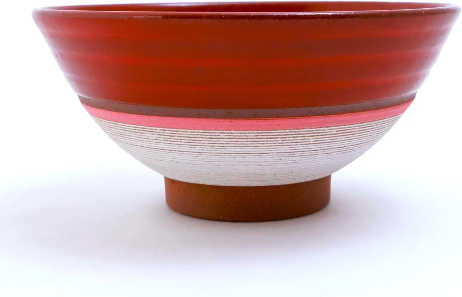 Japanese Handmade Rice Bowl – 4.5 inch Tamba Ware Chawan – Red Glaze – Made in Japan – by Chindai Kiln