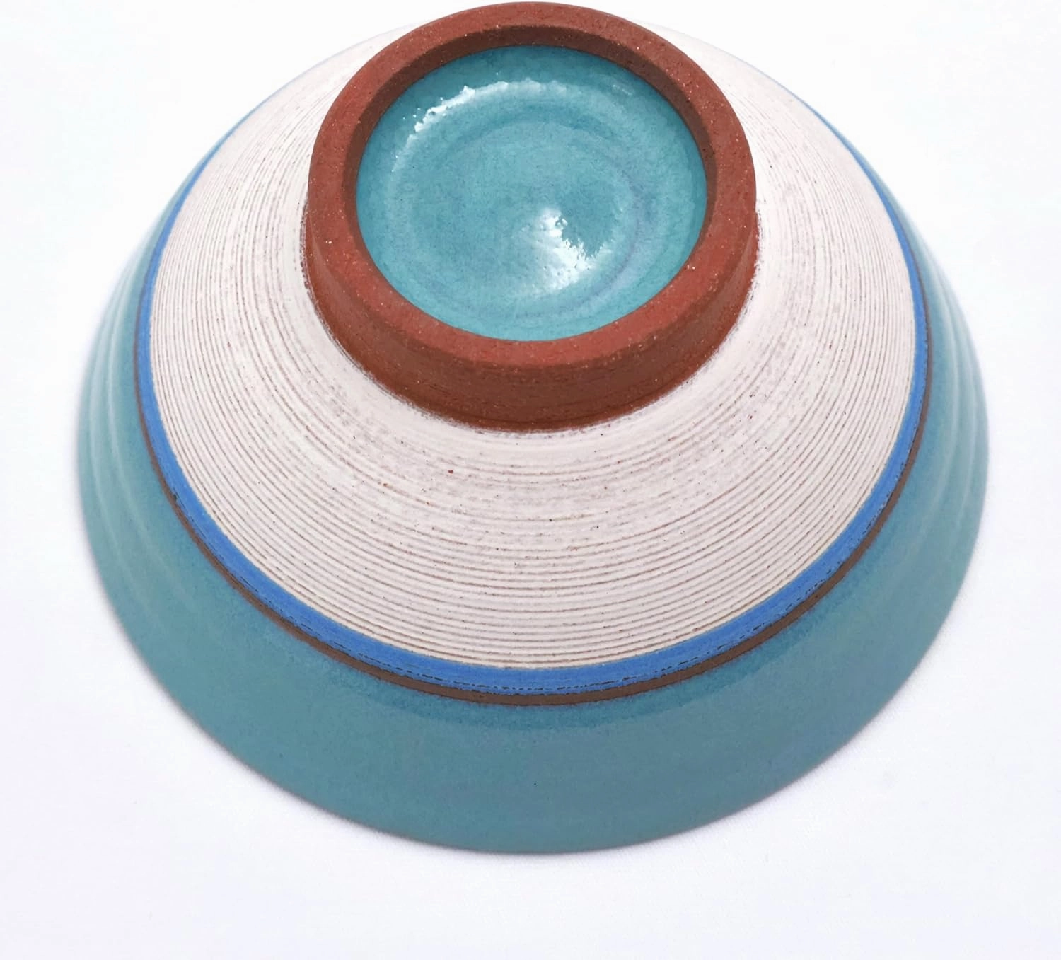 Japanese Rice Bowl, D4.5 inch, Japanese Tanba-ware, [Fully Handmade Pottery] Blue, Striped, Chindai Kiln, Stunning Masterpiece, TB-06@