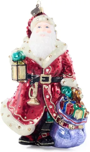 Jay Strongwater Bountiful Santa Glass Ornament - SDH20107-250