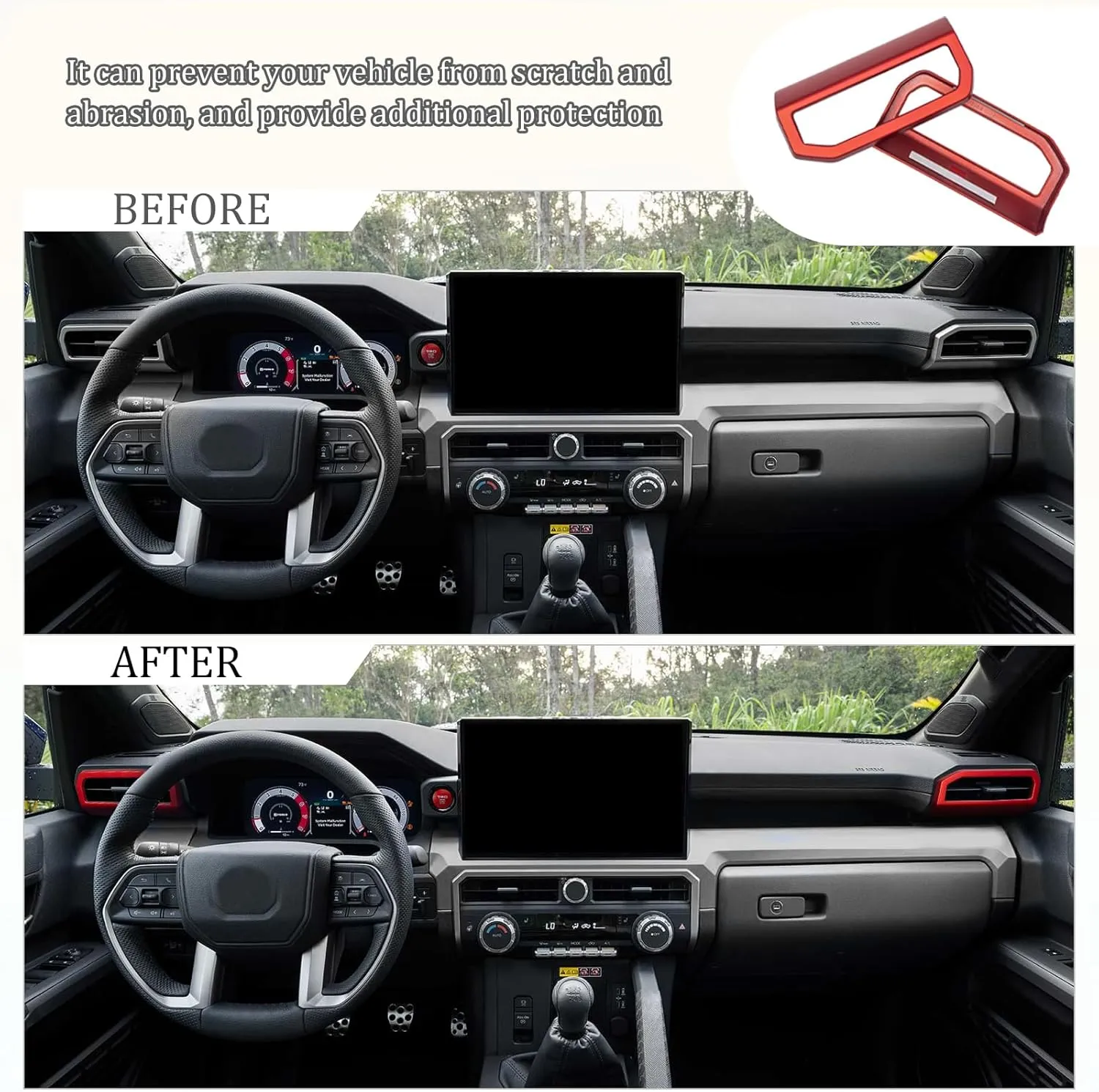 JDMCAR Dashboard Side Air Vent Outlet A/C Decorative Cover Trim Compatible with 2024 2025 Toyota Tacoma and 2025 Toyota 4Runner Accessories, Car Interior Trim Decoration Covers (2 PCS, Red)