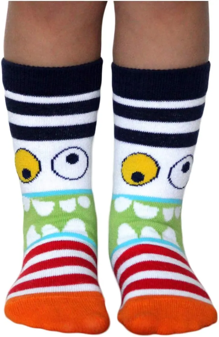 Jefferies Socks Boys' Monster Pattern Crew Socks 6 Pair Pack