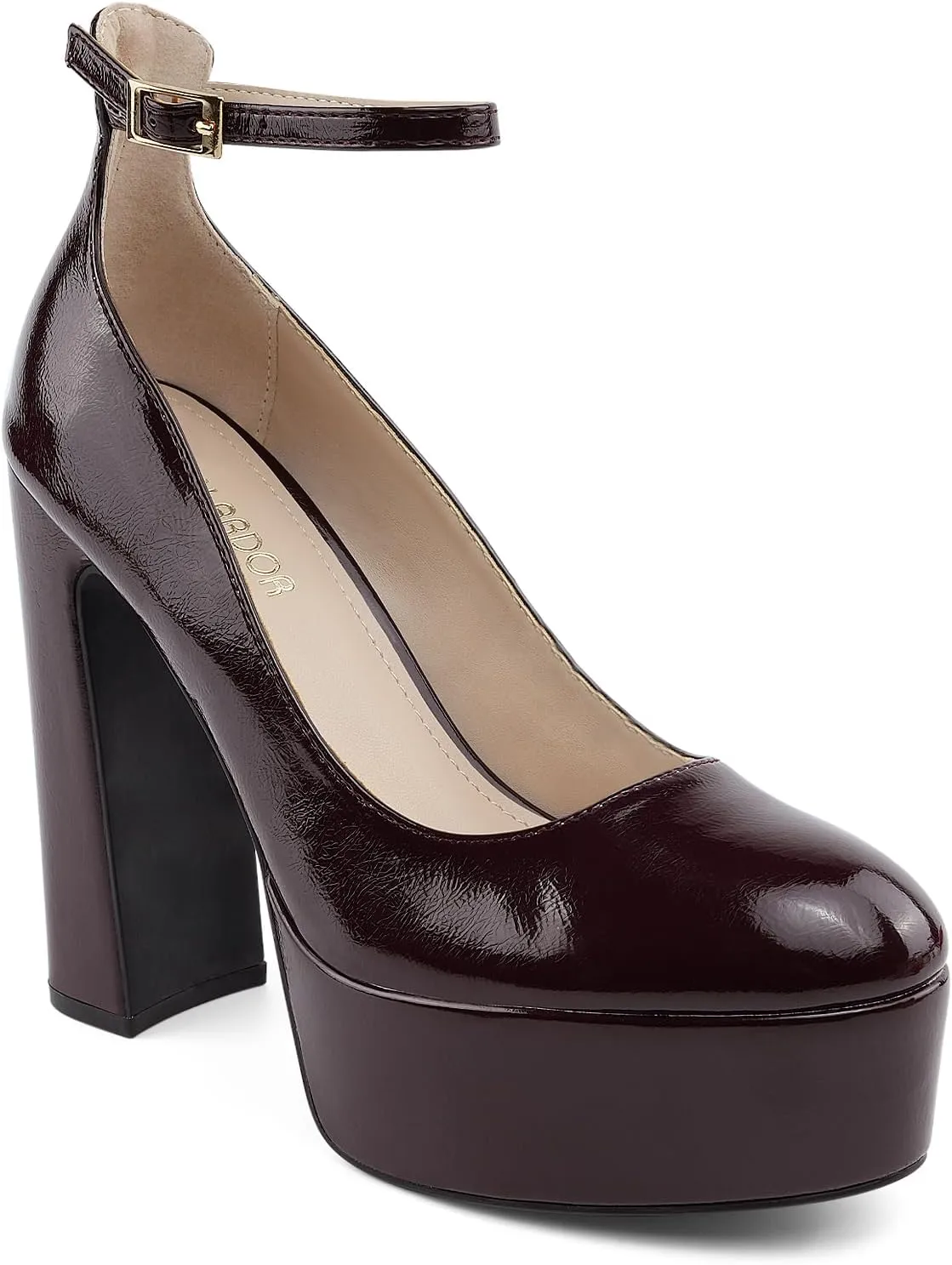 JENN ARDOR Women's Chunky Platform High Heels Closed Toe Block Pumps Ankle Strap Dress Wedding Party Pumps