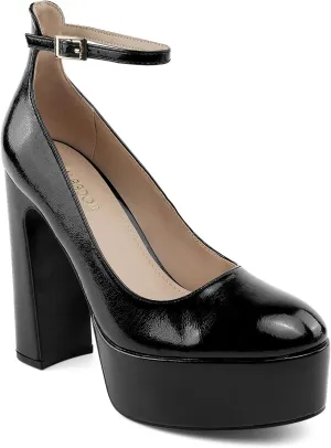 JENN ARDOR Women's Chunky Platform High Heels Closed Toe Block Pumps Ankle Strap Dress Wedding Party Pumps