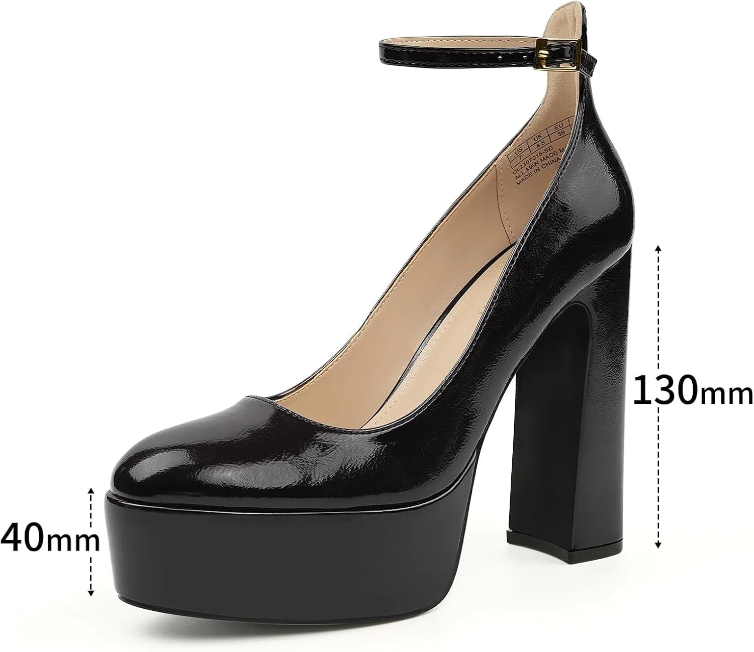 JENN ARDOR Women's Chunky Platform High Heels Closed Toe Block Pumps Ankle Strap Dress Wedding Party Pumps