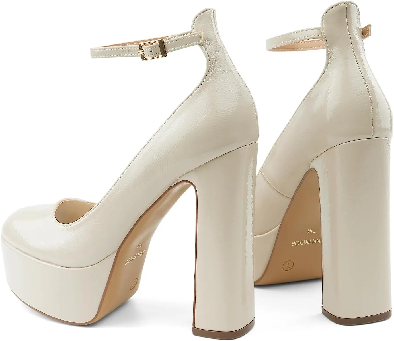 JENN ARDOR Women's Chunky Platform High Heels Closed Toe Block Pumps Ankle Strap Dress Wedding Party Pumps