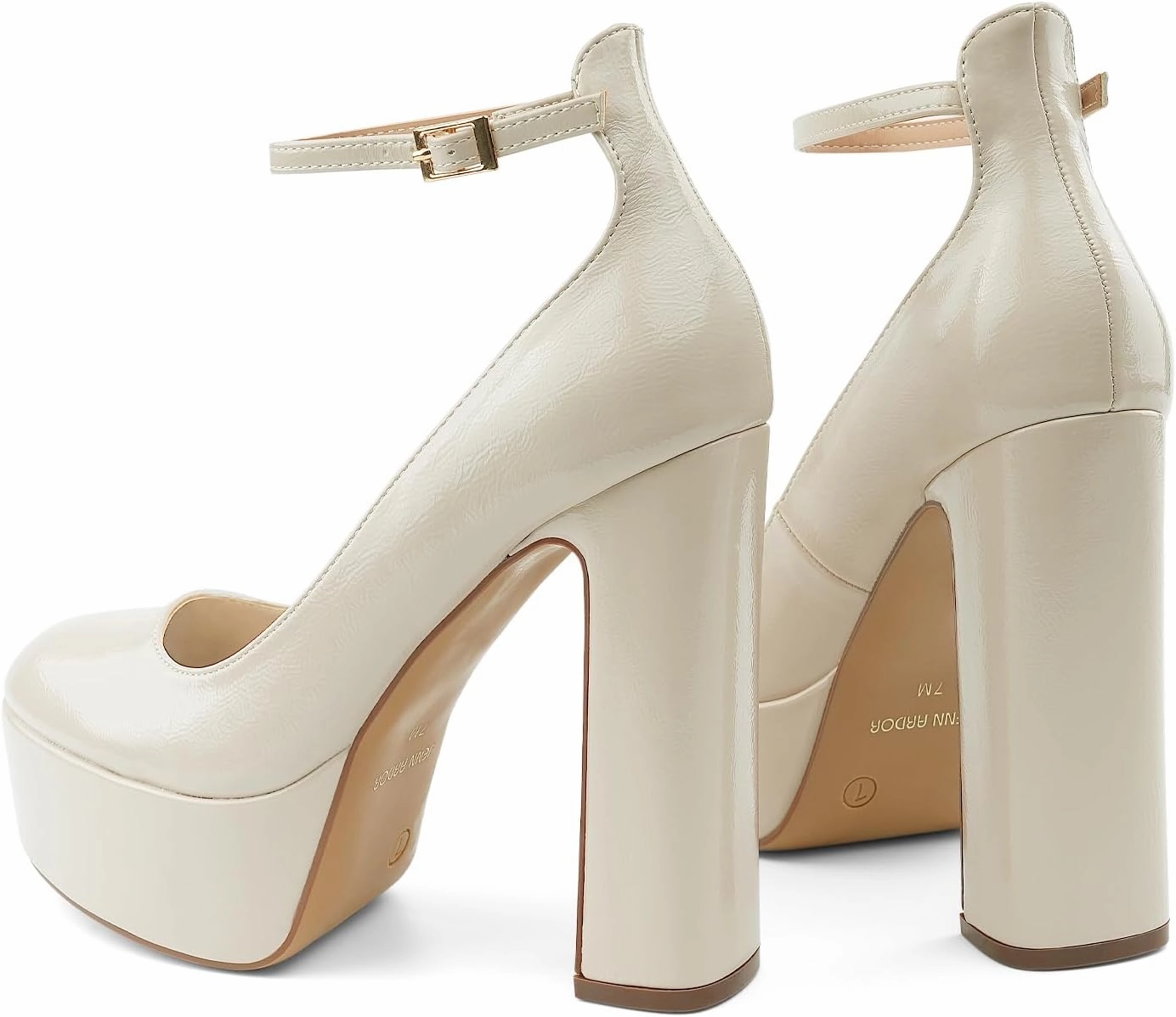 JENN ARDOR Women's Chunky Platform High Heels Closed Toe Block Pumps Ankle Strap Dress Wedding Party Pumps
