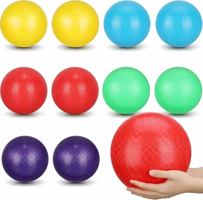 Jerify 10 Pcs Dodgeball Playground Balls Colorful Bouncy Balls Inflatable PVC Play Kickball Dodgeballs for Kids and Adults in Games, Gym, Yoga Exercises, School Party Supplies