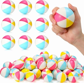 Jerify 48pcs Mini Beach Balls 2.5 Inch Rainbow Beach Stress Balls Small Pool Relief Toys for Summer Birthday Hawaiian Party Favors Water Pool Games