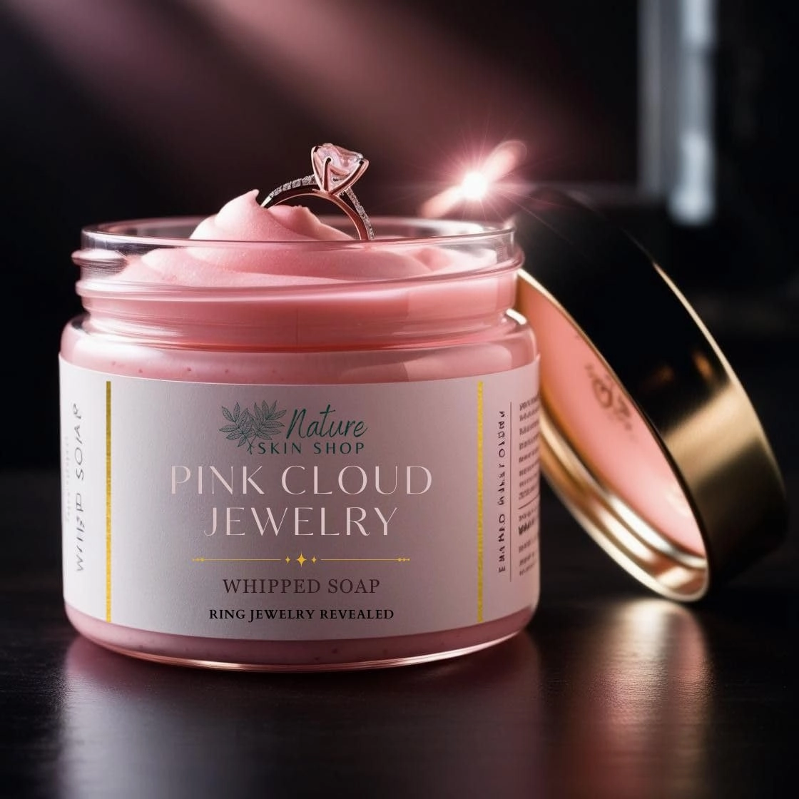 Jewelry Whipped Soap, Body Wash, Shower, Bath & Shave Cream, RING REVEAL inside! (Pink Cloud)