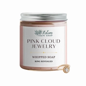 Jewelry Whipped Soap, Body Wash, Shower, Bath & Shave Cream, RING REVEAL inside! (Pink Cloud)