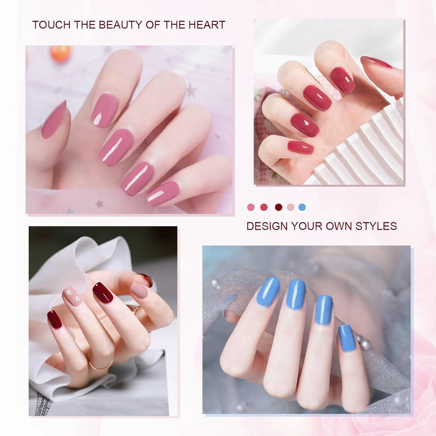 JEWHITENY 45PCS Gel Nail Polish Kit, 42 Colors 5ML Gel Polish Nude Gray Pink Blue Soak Off Glitter Nail Art Starter Kit Beauty Gifts Set for Women Girls Valentines Mother's Day Gift