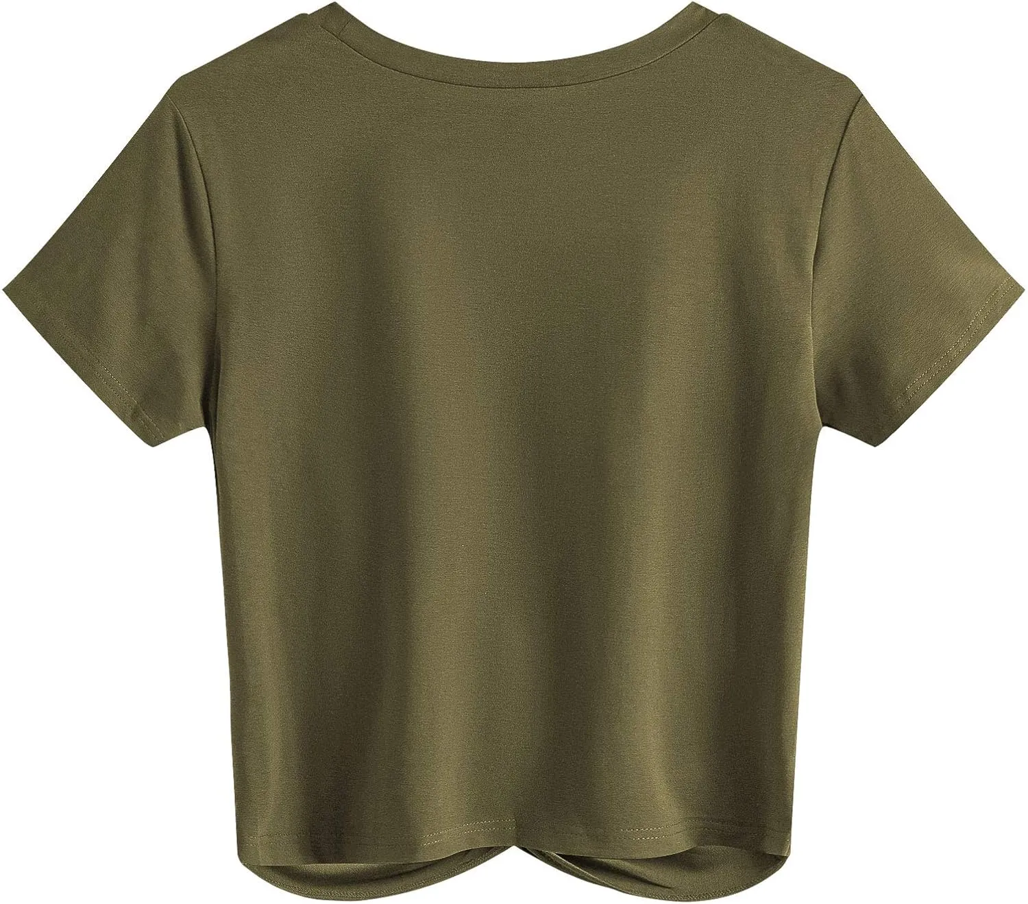 JINKESI Women's Summer Causal Short Sleeve Blouse Round Neck Crop Tops Twist Front Tee T-Shirt