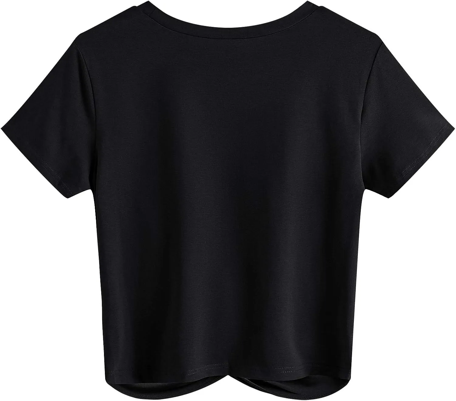 JINKESI Women's Summer Causal Short Sleeve Blouse Round Neck Crop Tops Twist Front Tee T-Shirt