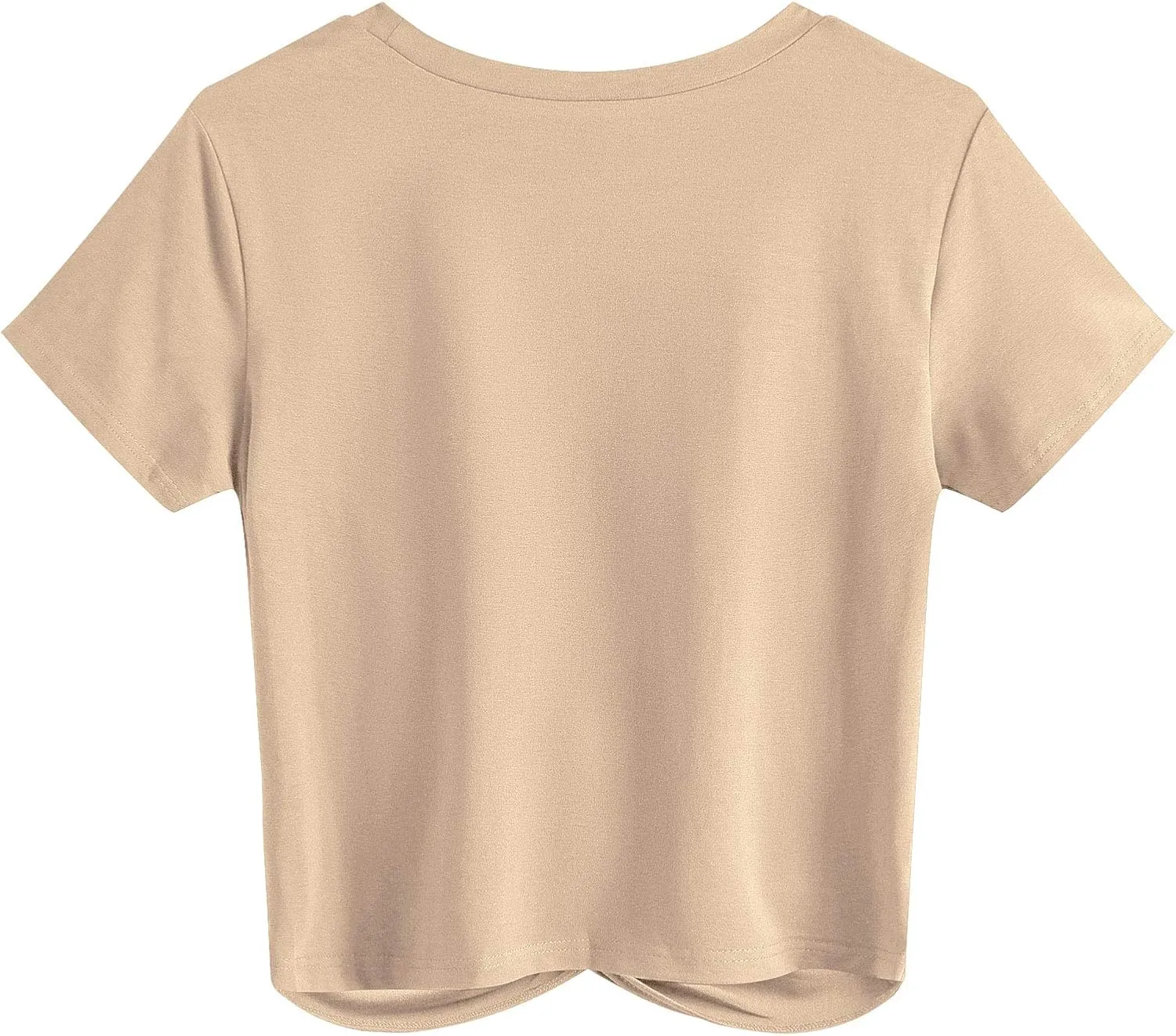 JINKESI Women's Summer Causal Short Sleeve Blouse Round Neck Crop Tops Twist Front Tee T-Shirt