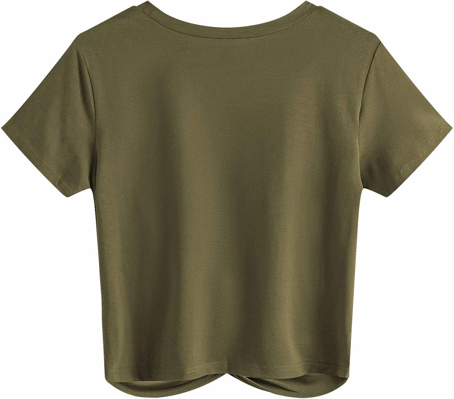 JINKESI Women's Summer Causal Short Sleeve Blouse Round Neck Crop Tops Twist Front Tee T-Shirt