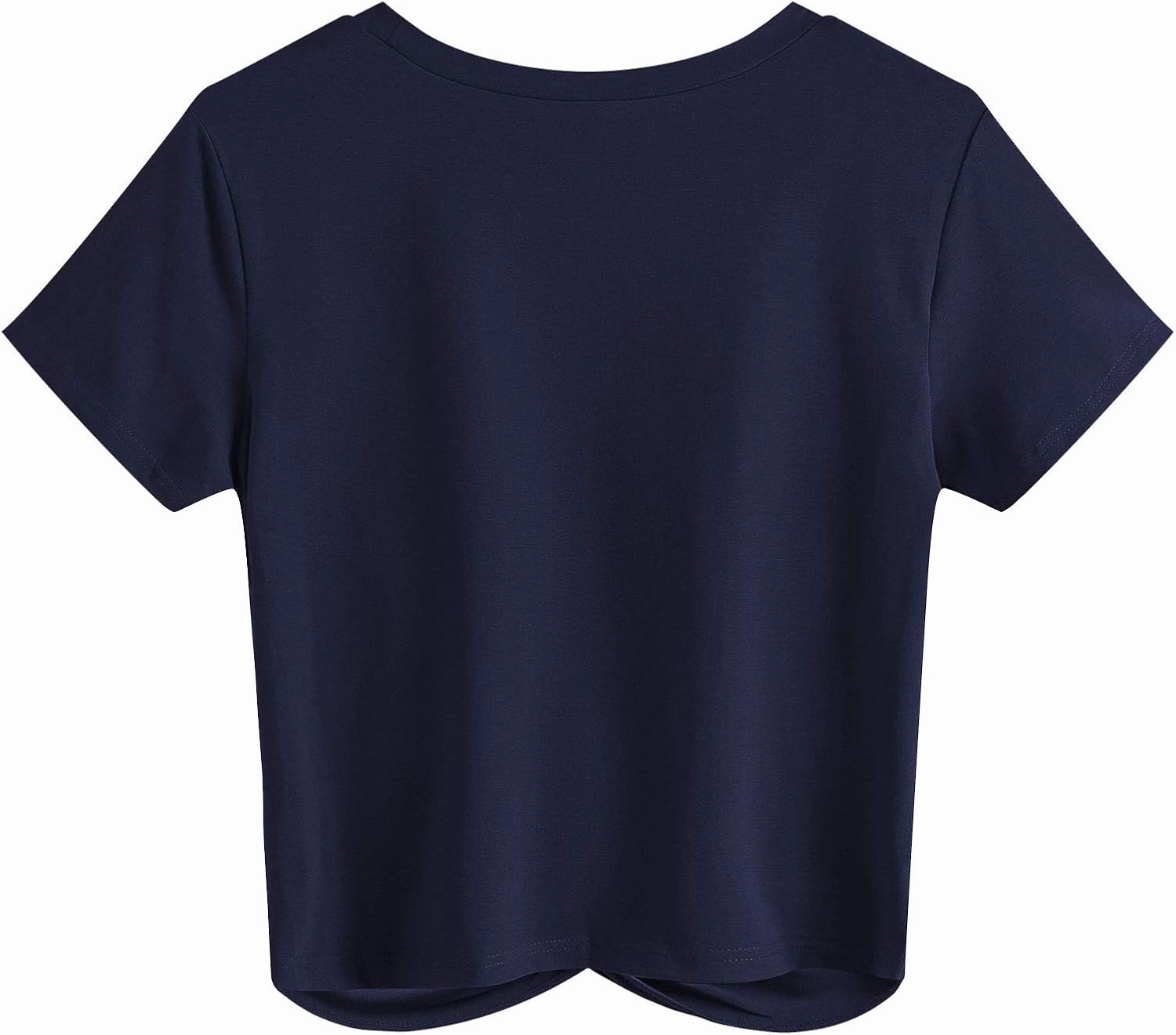 JINKESI Women's Summer Causal Short Sleeve Blouse Round Neck Crop Tops Twist Front Tee T-Shirt
