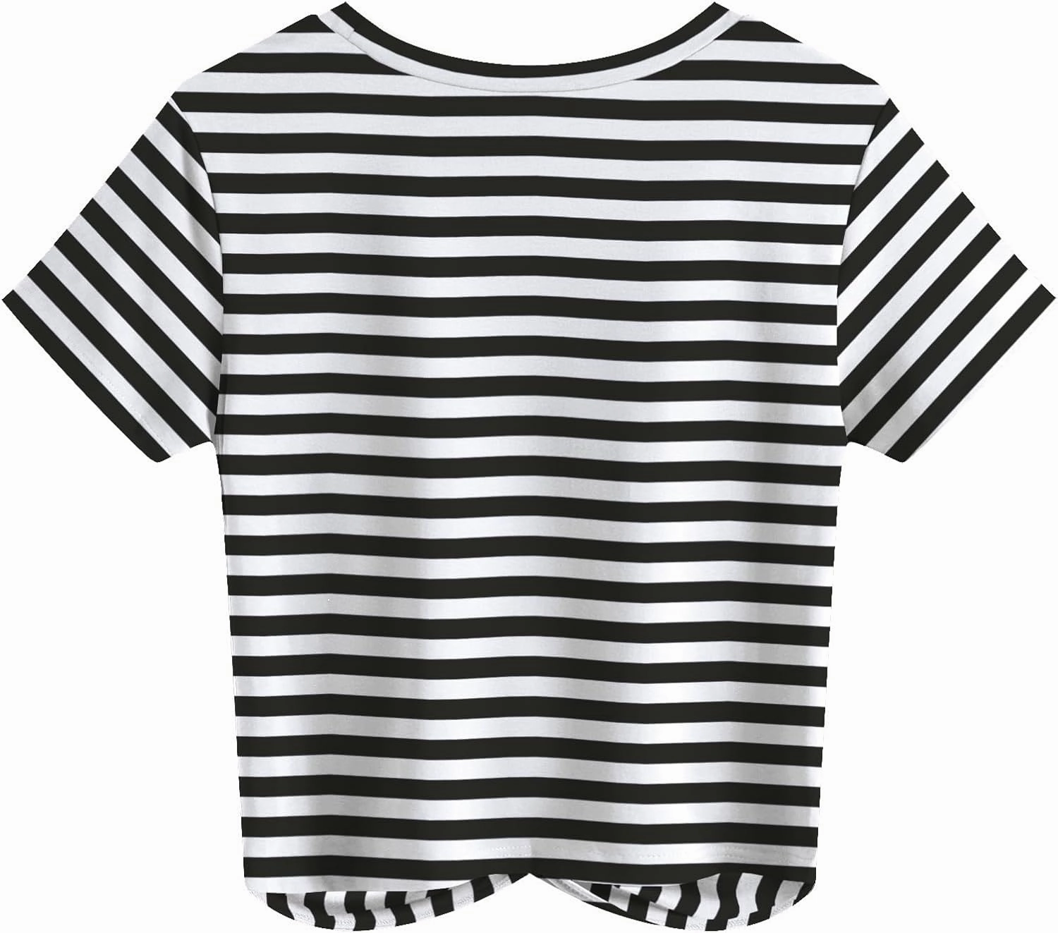 JINKESI Women's Summer Causal Short Sleeve Blouse Round Neck Crop Tops Twist Front Tee T-Shirt