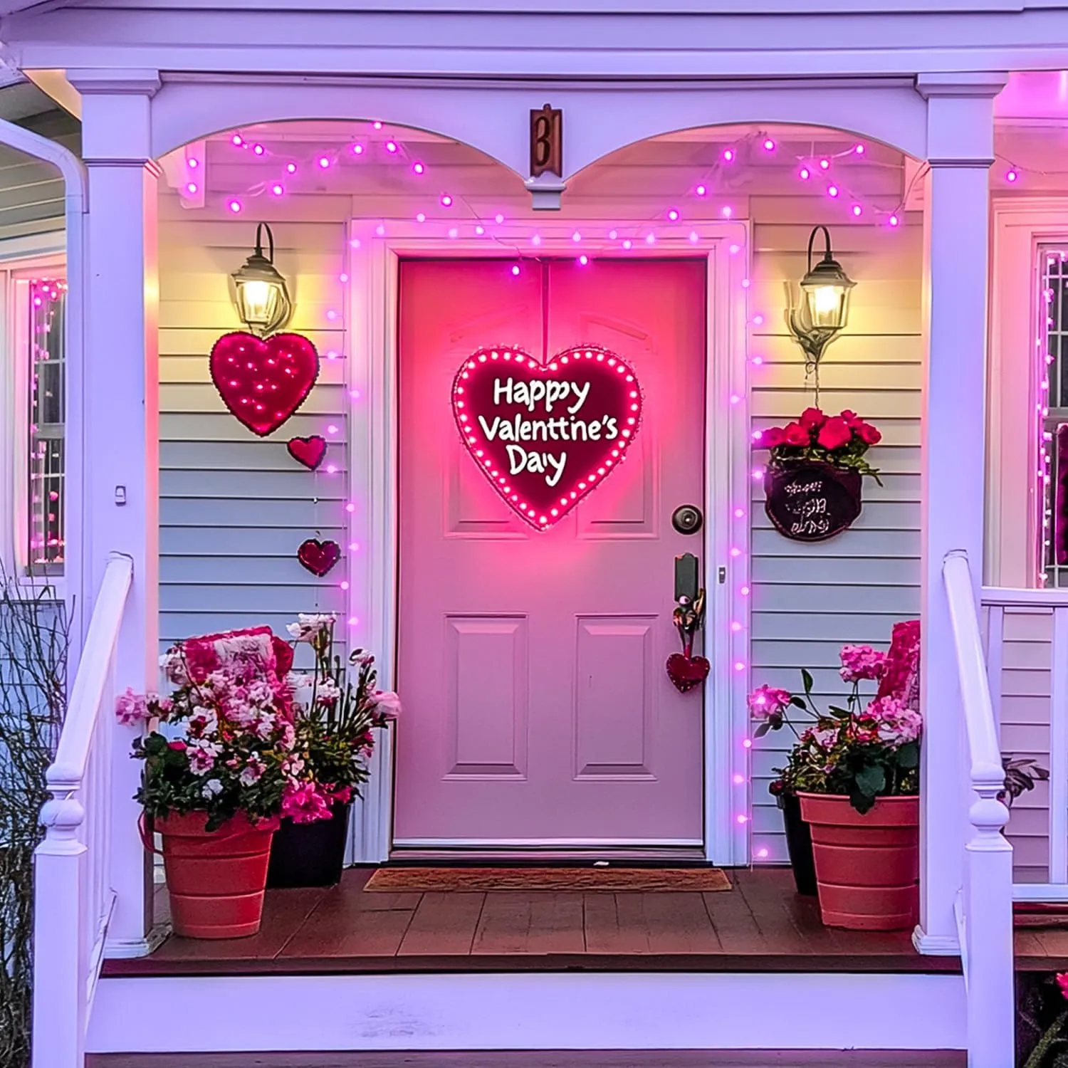 JMEXSUSS Pink Battery Operated Lights for Valentines Day Decor, 100 LED Globe String Lights Indoor Outdoor, 33FT for Bedroom Room Valentines Party Decorations