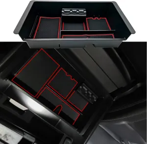 JOJOMARK Center Console Tray Organizer Compatible with 2014-2018 GMC Sierra Accessories, (2015-2020) Yukon/Chevy Tahoe Silverado Suburban, Armrest Storage Box Replaces 22817343 (Red)