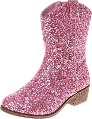 Josmo Glitter Girls Cowgirl Boots Mid Calf Boots Girl Cowboy Boots Size Little Kids/Big Kids