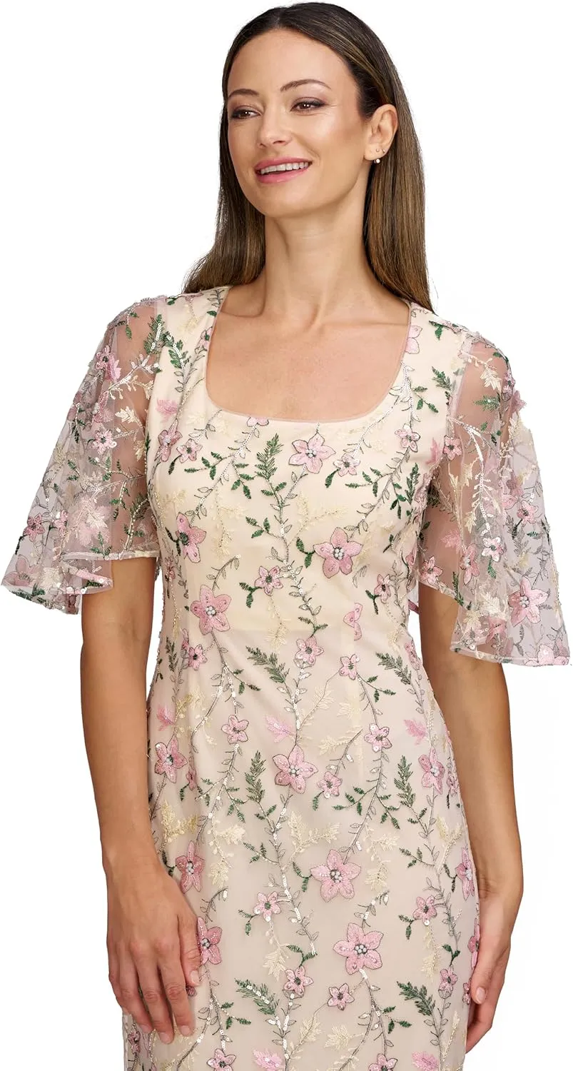 JS Collections Women's Hannah Flutter Sleeve Gown