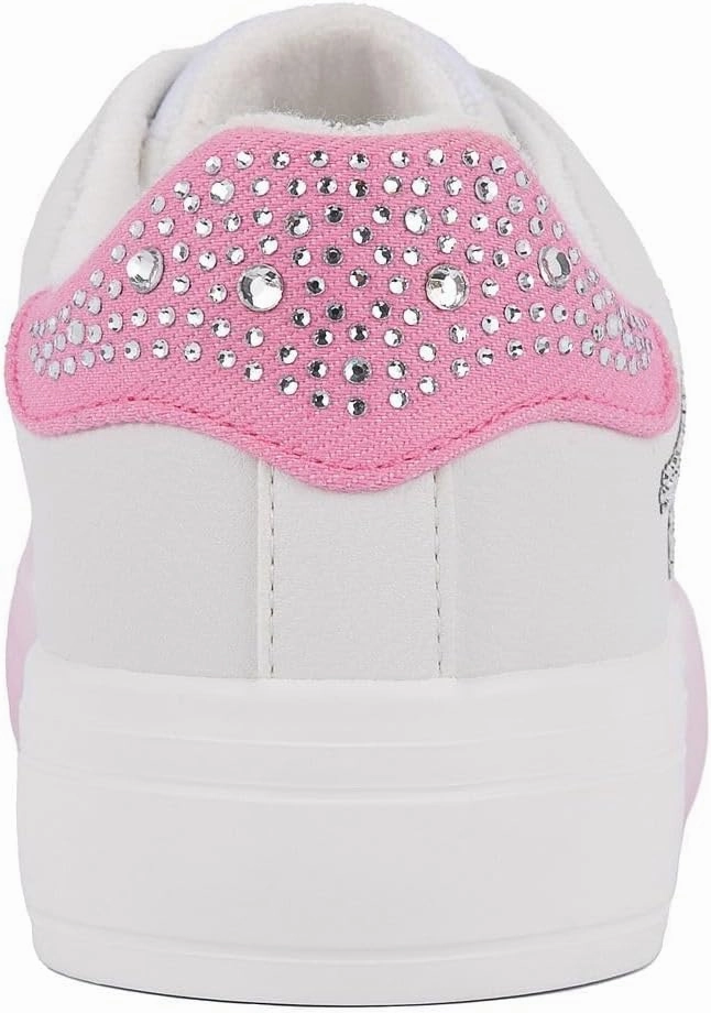 Juicy Couture Women's Platform Sneaker Glitter Script Logo – Casual Lace-Up Shoes for Everyday Style - Aurelie
