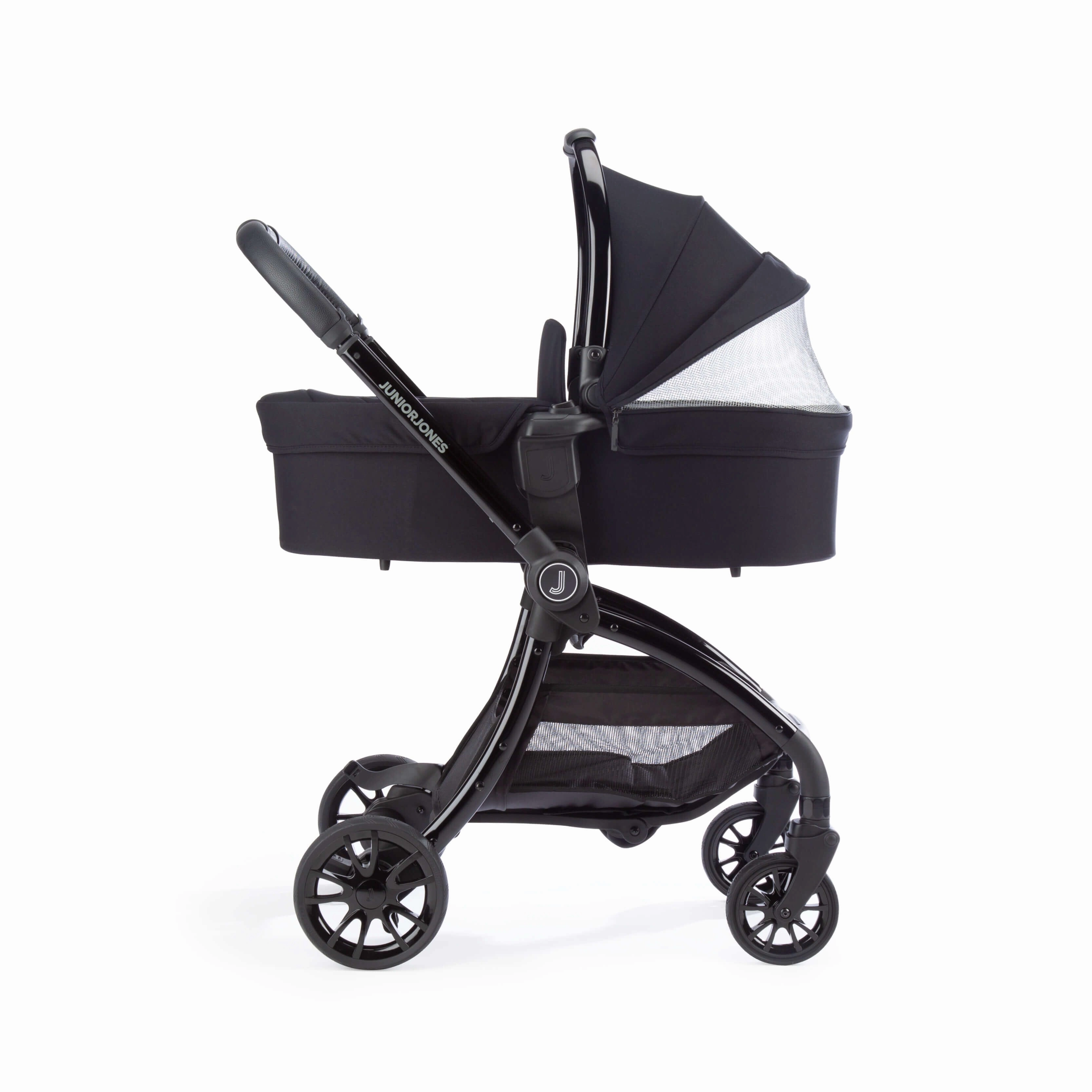 Junior Jones Aylo Rich Black 6pc Travel System inc Doona Blush Pink Car Seat