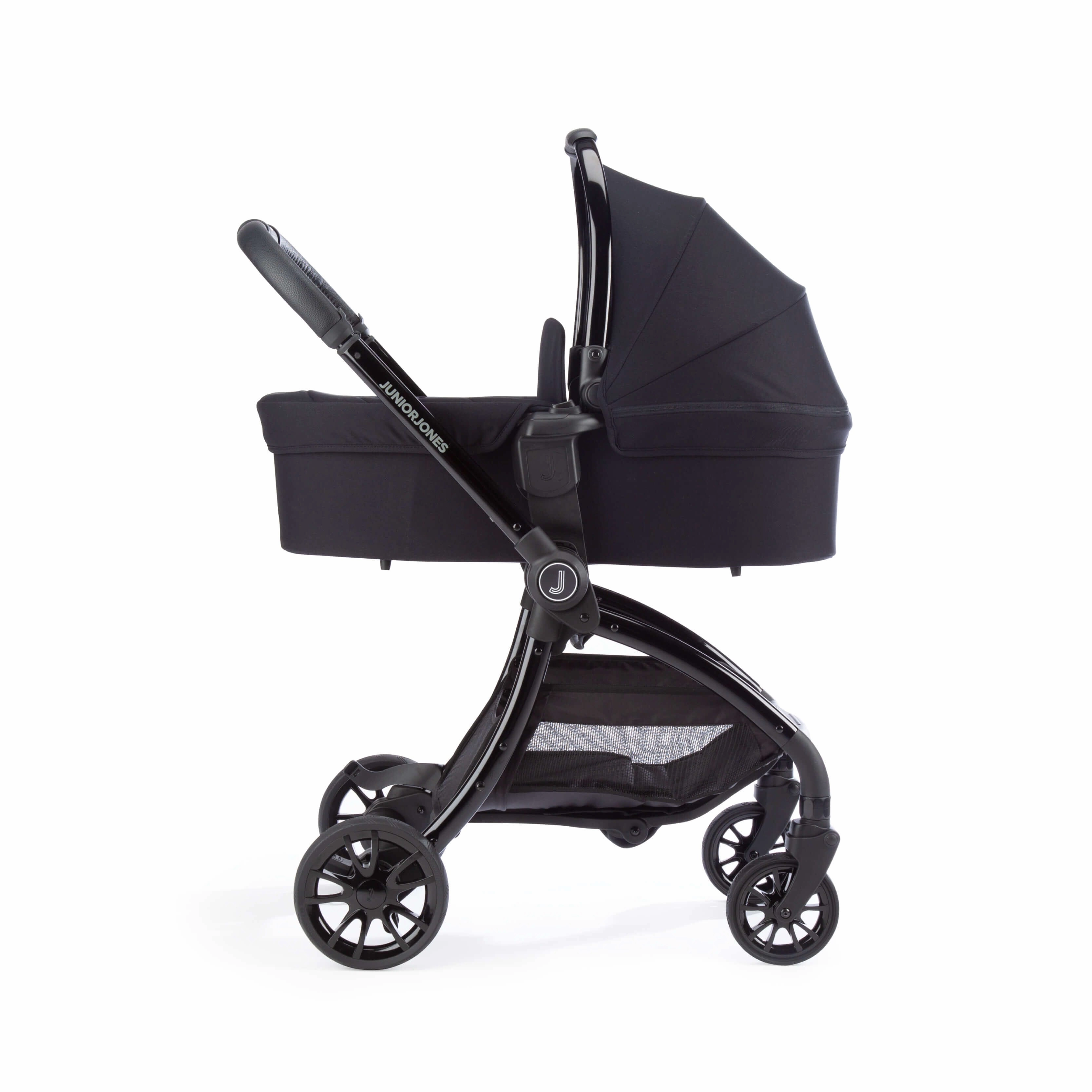 Junior Jones Aylo Rich Black 6pc Travel System inc Doona Blush Pink Car Seat