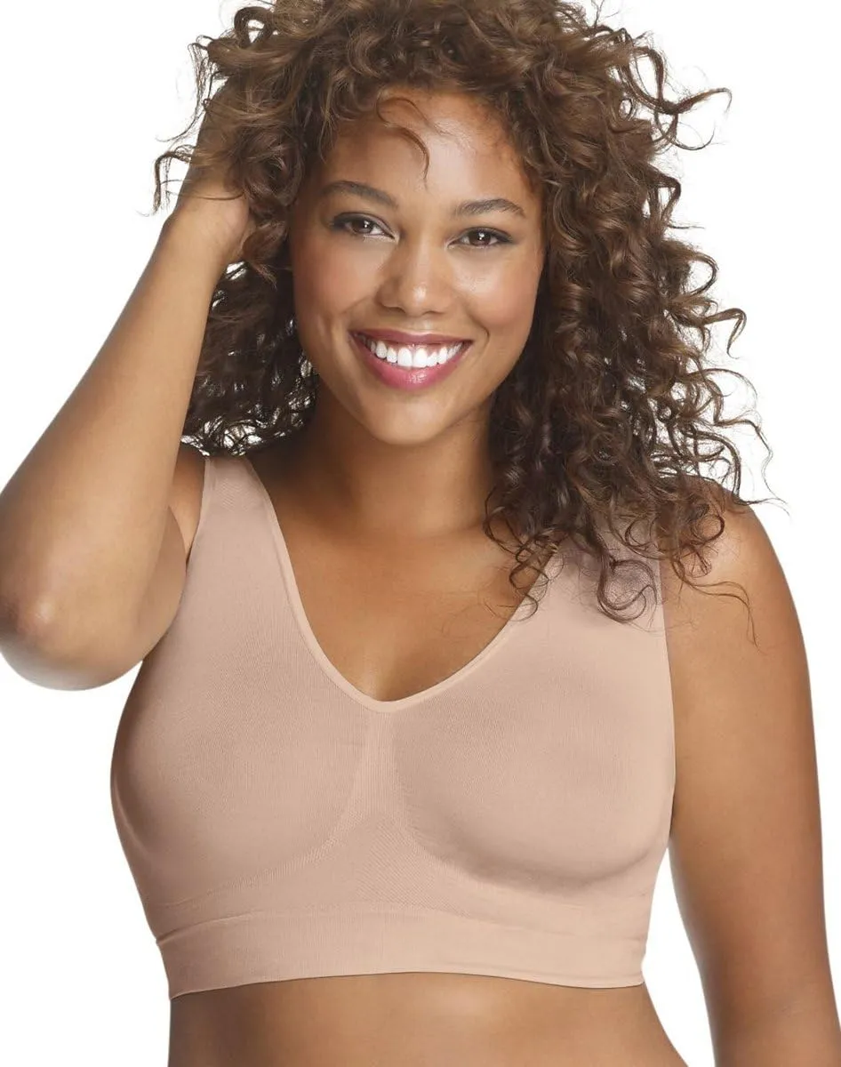 JUST MY SIZE Pure Comfort Seamless Wirefree Bra with Moisture Control (1263) Nude, 5X
