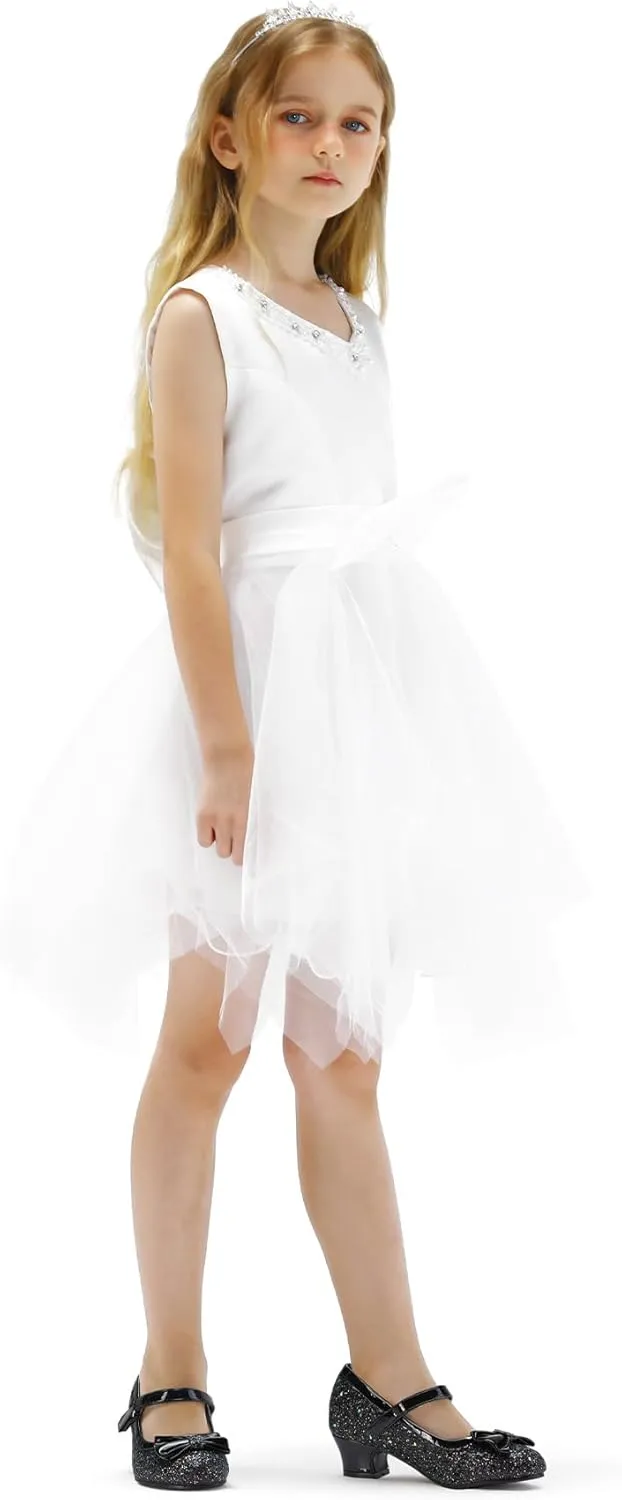 K KomForme Girl's Dress Shoes Mary Jane Glitter 1.5 in Low Heel Wedding Party Princess Shoes for Toddler/Little/Big Kids
