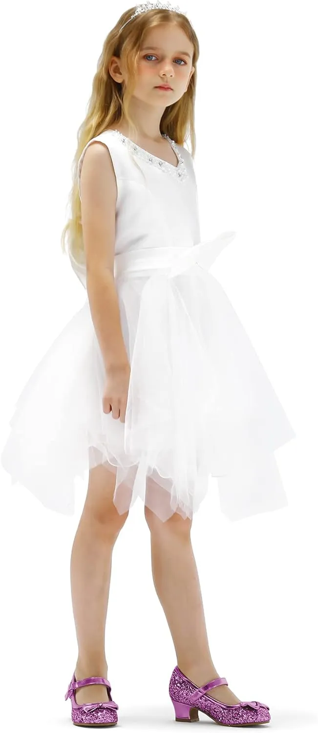 K KomForme Girl's Dress Shoes Mary Jane Glitter 1.5 in Low Heel Wedding Party Princess Shoes for Toddler/Little/Big Kids