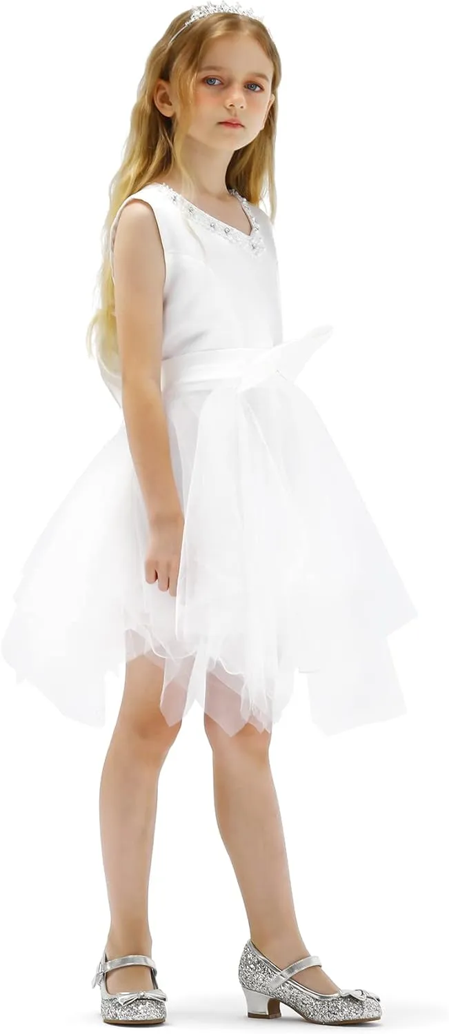 K KomForme Girl's Dress Shoes Mary Jane Glitter 1.5 in Low Heel Wedding Party Princess Shoes for Toddler/Little/Big Kids