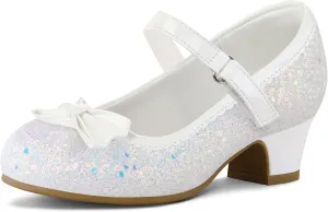 K KomForme Girl's Dress Shoes Mary Jane Glitter 1.5 in Low Heel Wedding Party Princess Shoes for Toddler/Little/Big Kids