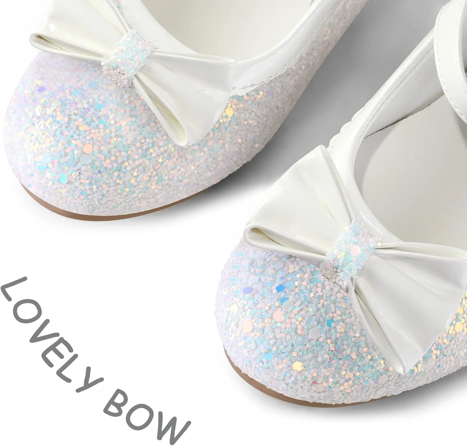 K KomForme Girl's Dress Shoes Mary Jane Glitter 1.5 in Low Heel Wedding Party Princess Shoes for Toddler/Little/Big Kids