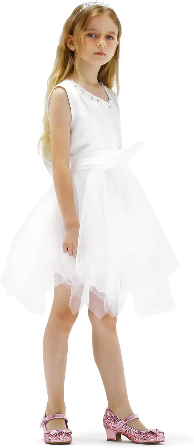 K KomForme Girl's Dress Shoes Mary Jane Glitter 1.5 in Low Heel Wedding Party Princess Shoes for Toddler/Little/Big Kids