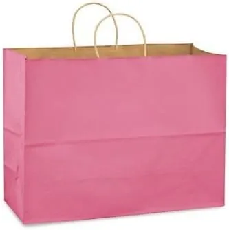 K-Kraft - Pink Bags, Extra Large Kraft Paper Gift Wrap Shopping Bags, (Vogue Size 16W x 12H x 6), 25 Bags, Made in USA