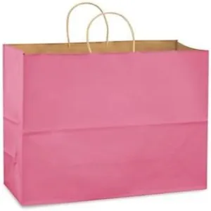 K-Kraft - Pink Bags, Extra Large Kraft Paper Gift Wrap Shopping Bags, (Vogue Size 16W x 12H x 6), 25 Bags, Made in USA