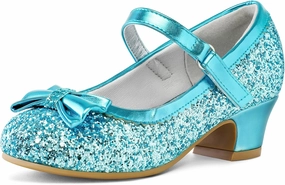 K KomForme Girl's Dress Shoes Mary Jane Glitter 1.5 in Low Heel Wedding Party Princess Shoes for Toddler/Little/Big Kids